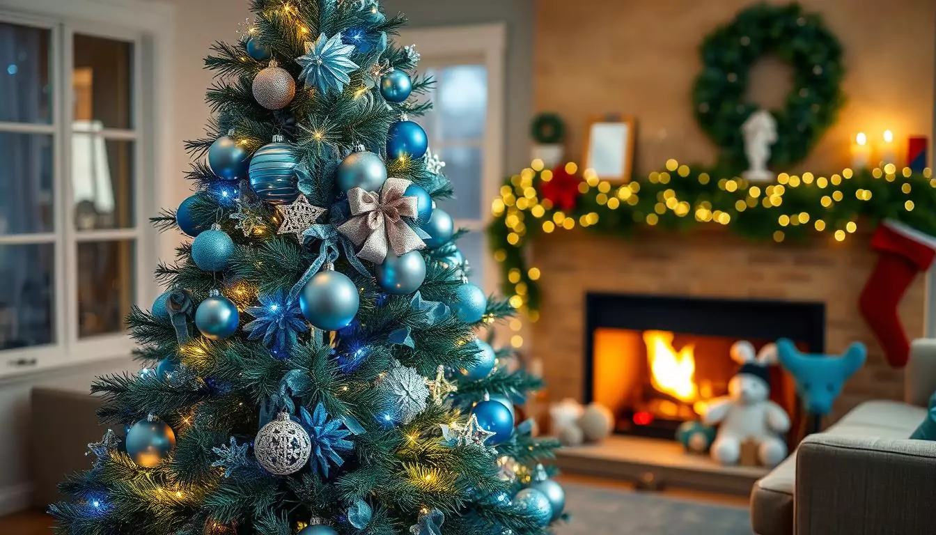 blue and green christmas tree decorating ideas